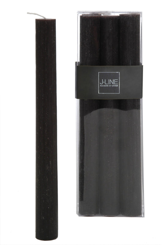 Doos 6 Tafelkaarsen Bruin/Zwart -9u