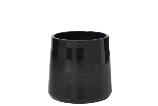 Flower Pot Round Ceramic Black Large