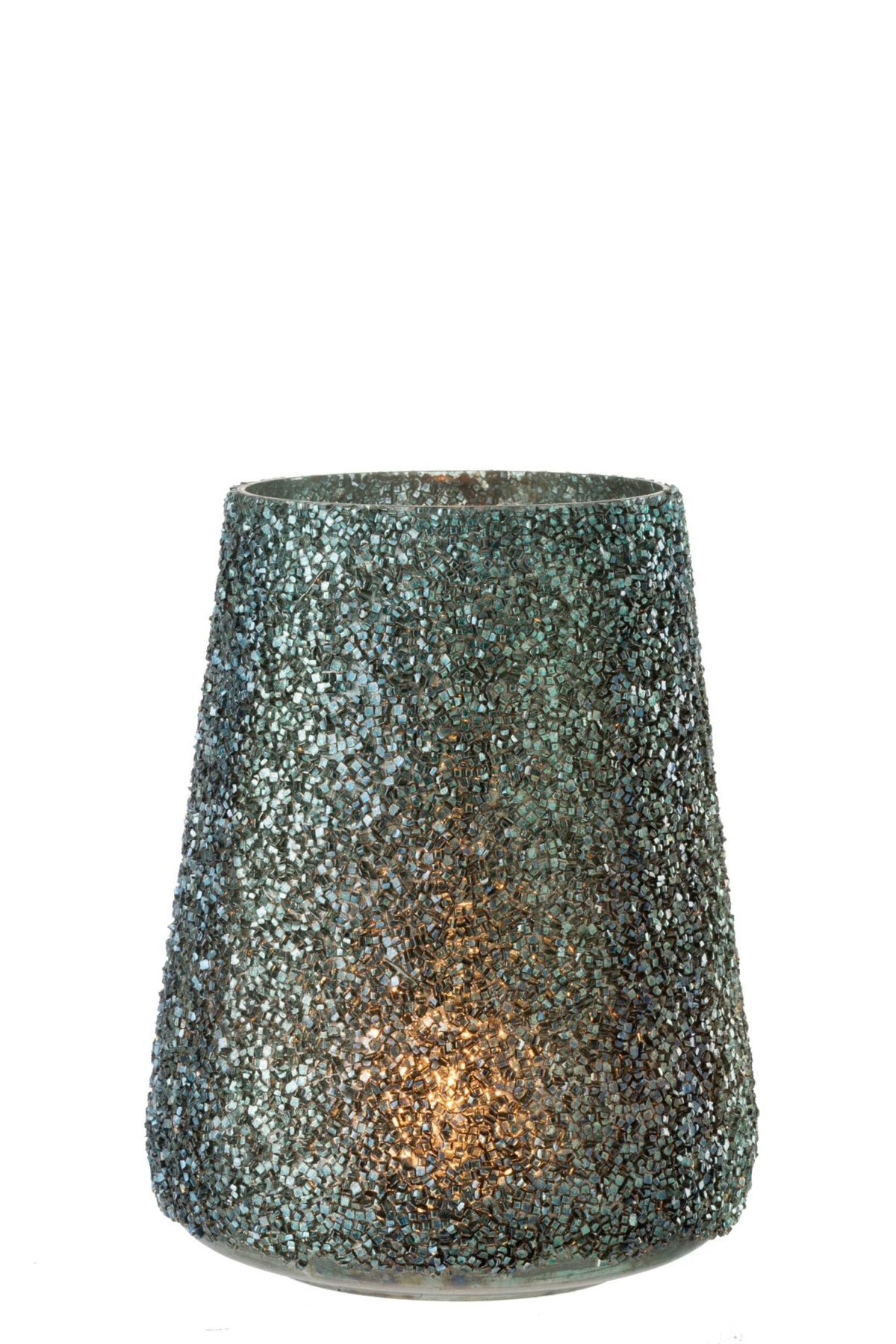 Windlicht Glitter Glas Donkergroen Large