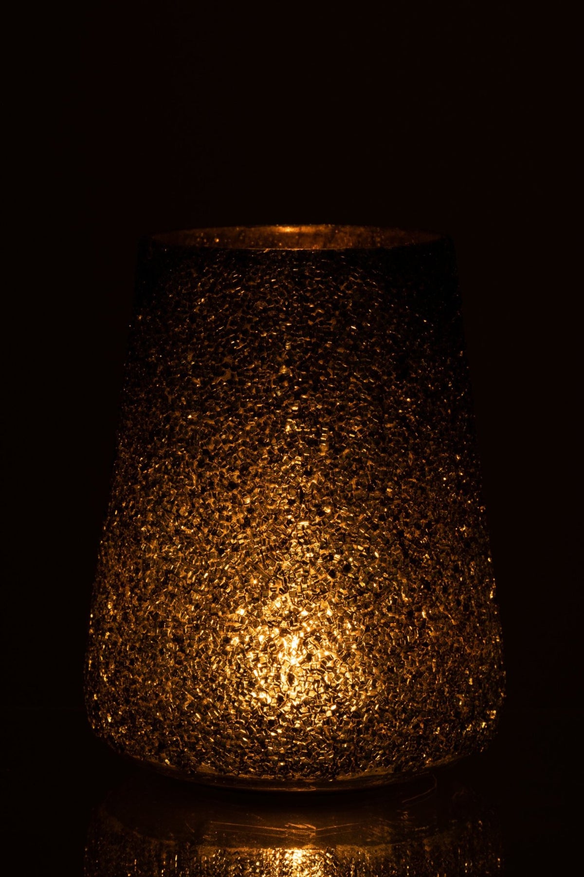 Windlicht Glitter Glas Donkergroen Large
