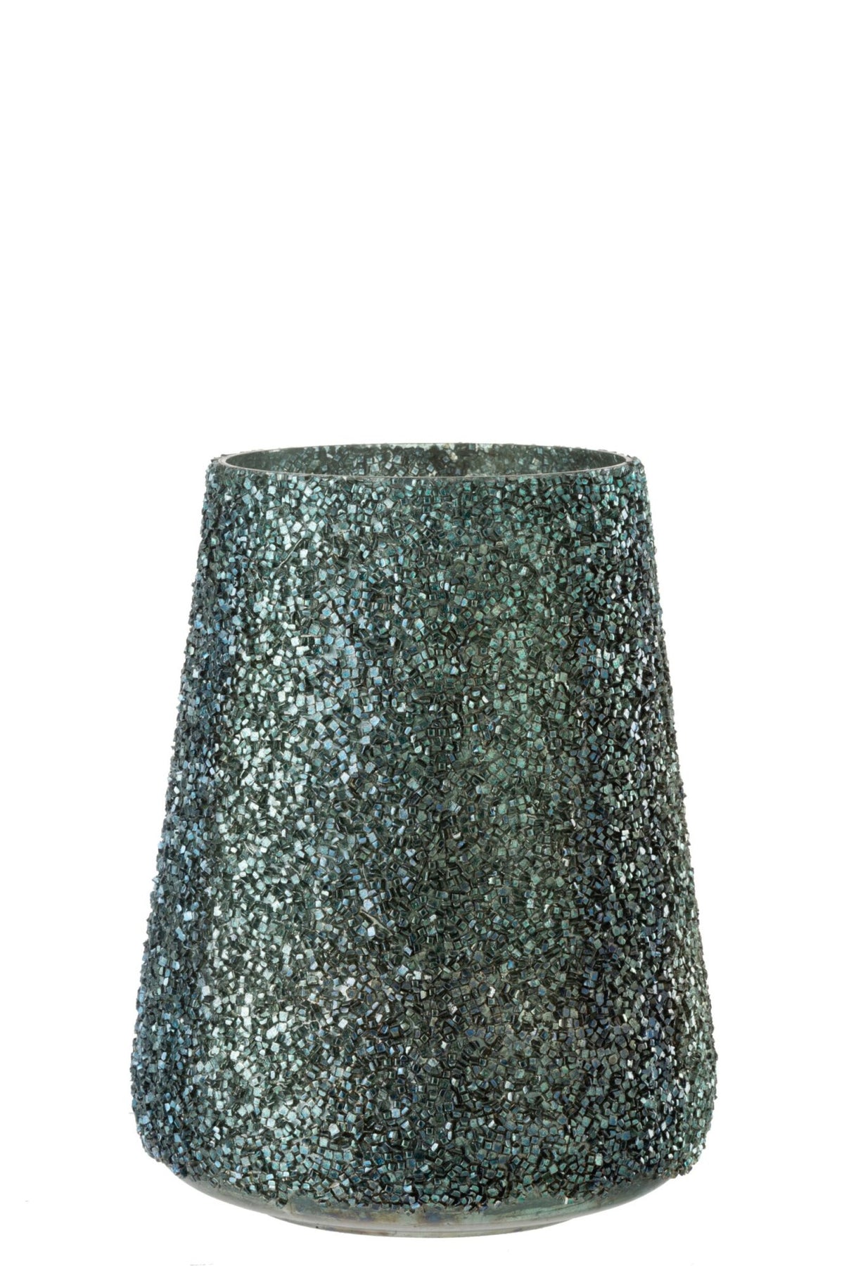 Windlicht Glitter Glas Donkergroen Large