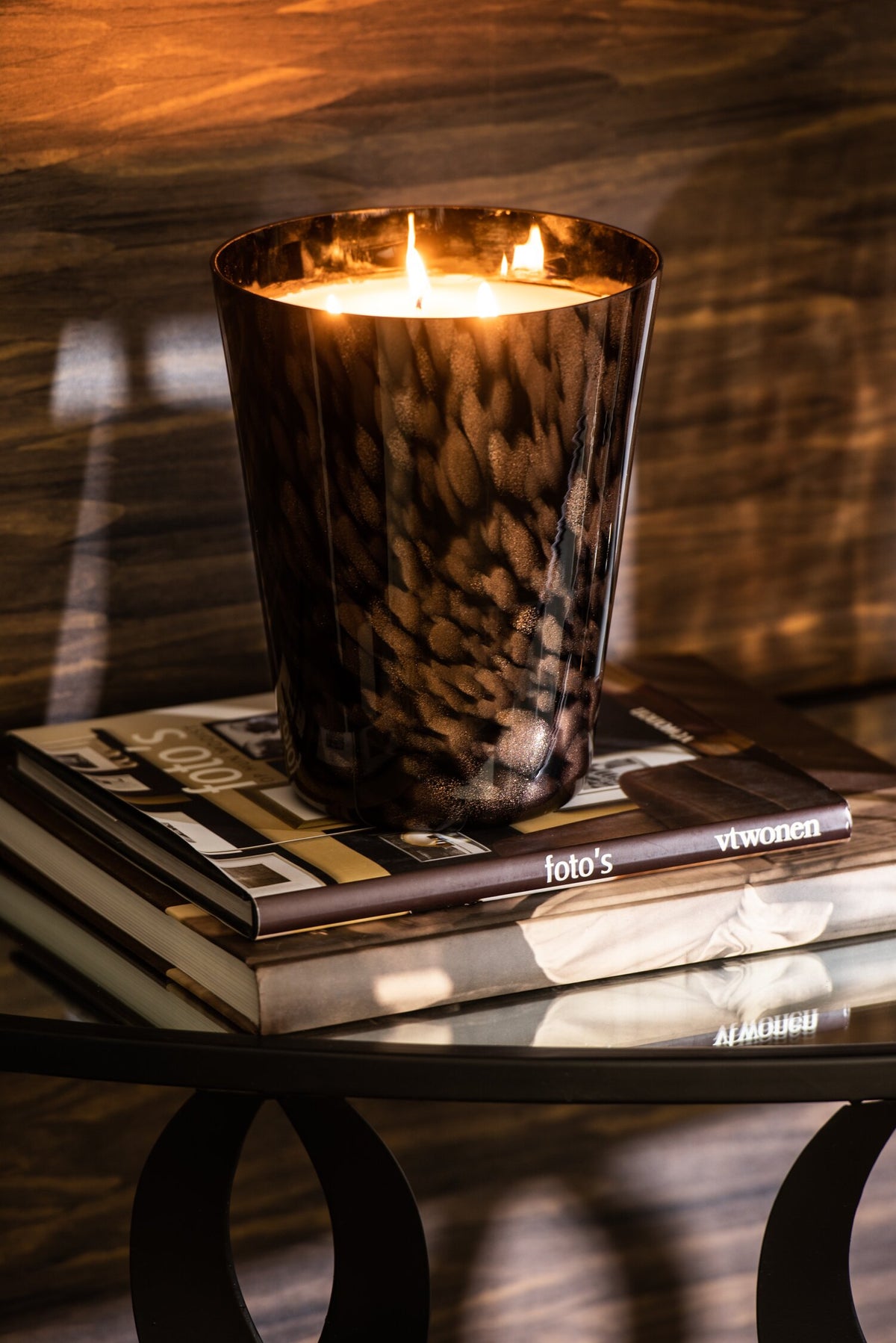 Geurkaars Noa Sandalwood Zwart/Goud Large