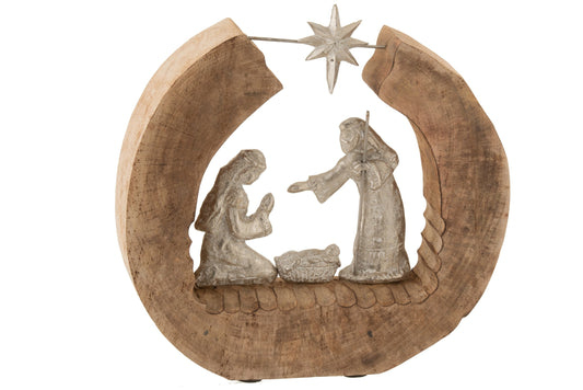 Figure Nativity Set Mango Wood/Aluminium Natural/Silver