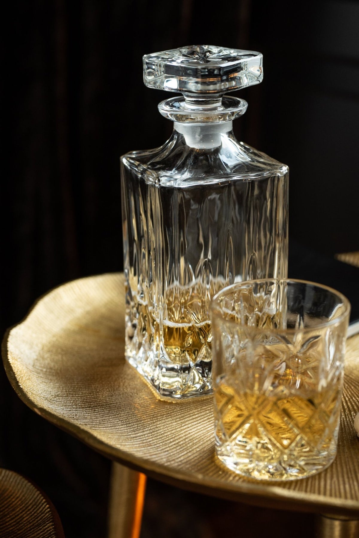 Fles + stop geslepen glas transparant
