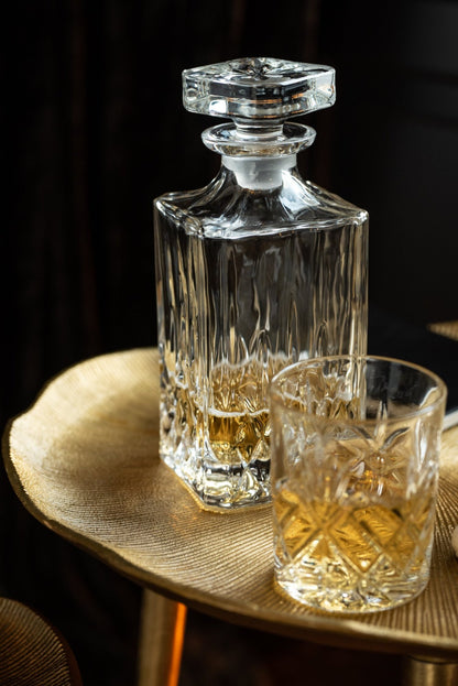 Fles + stop geslepen glas transparant