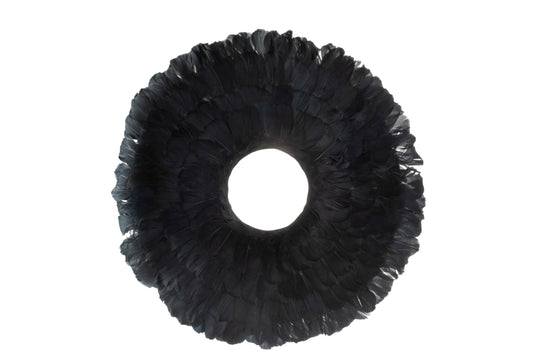 Wreath Deco Feathers Black