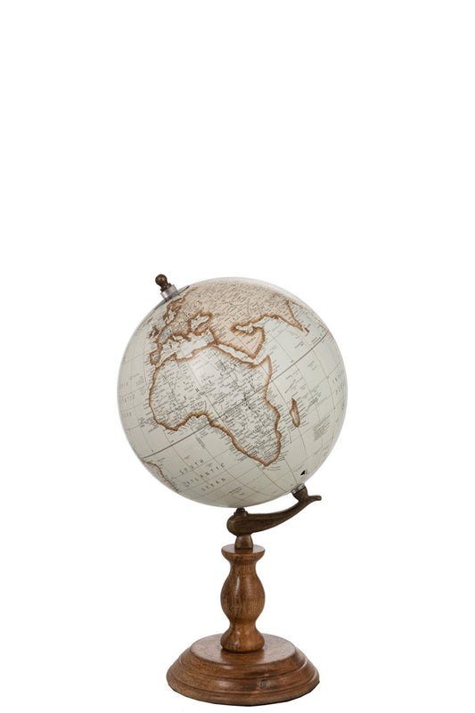 Globe On Foot Wood White/Natural Medium
