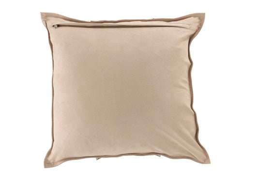 Cushion Border Square Leather Light Grey