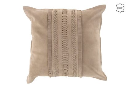 Cushion Border Square Leather Light Grey